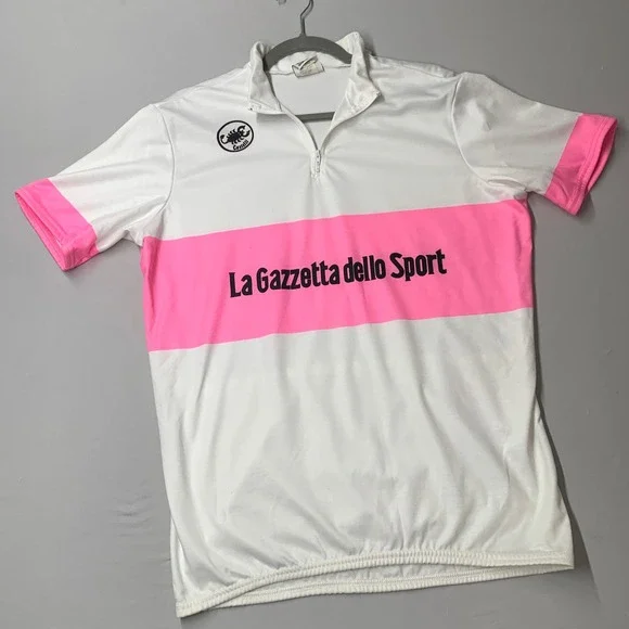 Castelli Sport Italia Men Cycling Jersey XL White Pink La Gazzetta Dello Sport - Picture 2 of 10